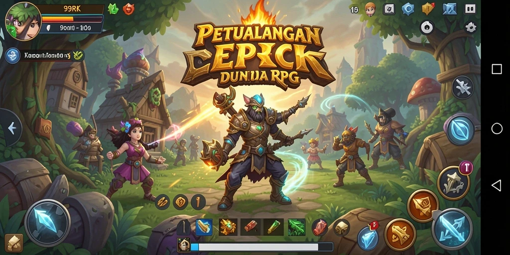 Tangkapan layar gameplay 99RK menunjukkan aksi epik dalam petualangan RPG.