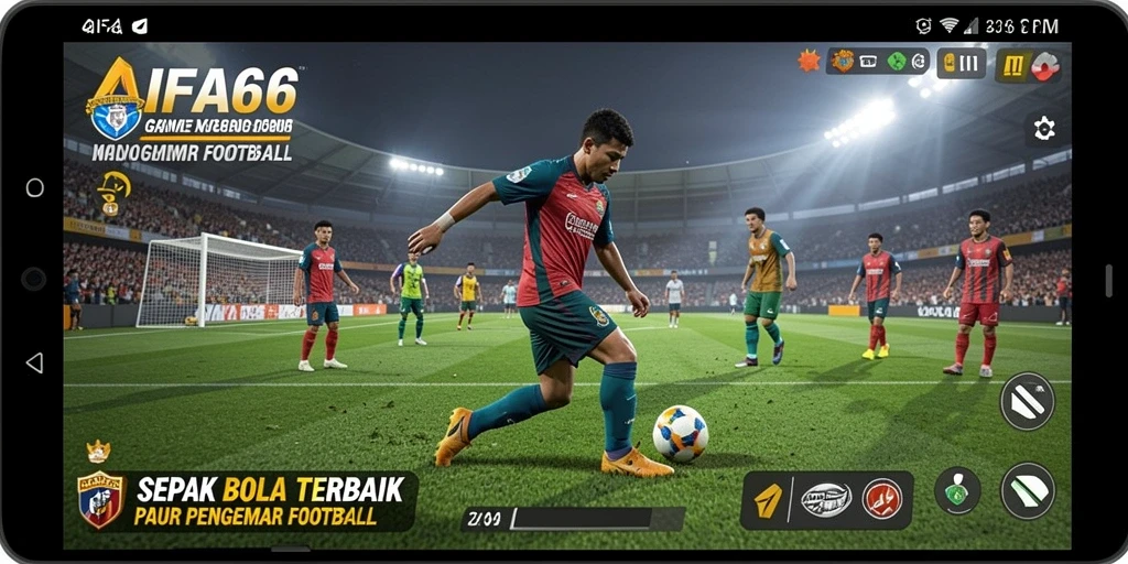 Gameplay AIFA66 yang menampilkan aksi seru di lapangan sepak bola.