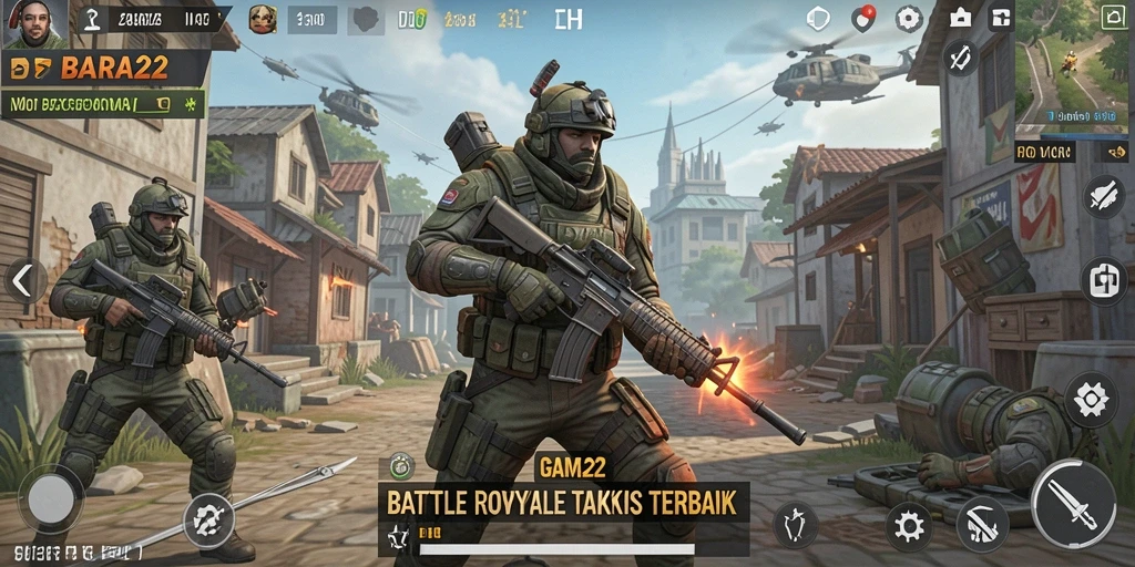 Tampilan gameplay BARA22 yang seru dan menegangkan dalam skenario Battle Royale.