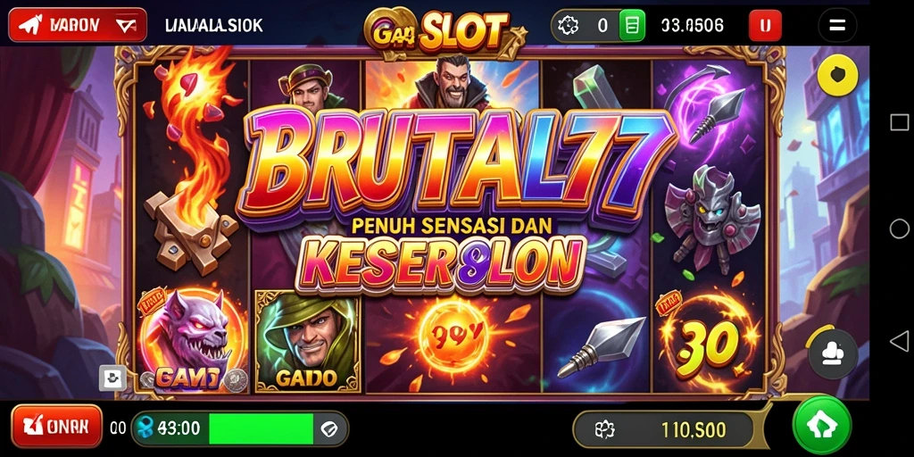 Tampilan menakjubkan dari gameplay <strong>BRUTAL77</strong> di dalam slot.