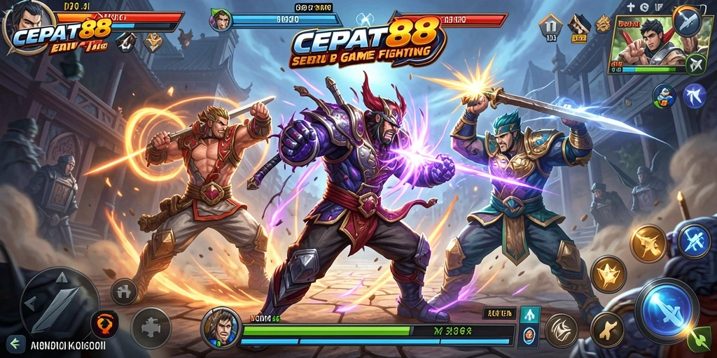 Tampilan screenshot utama CEPAT88 yang menunjukkan aksi pertarungan seru.