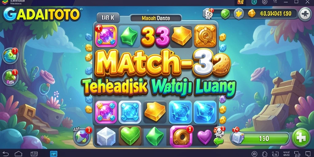 Screenshot gameplay GADAITOTO menunjukkan aksi seru mencocokkan item.