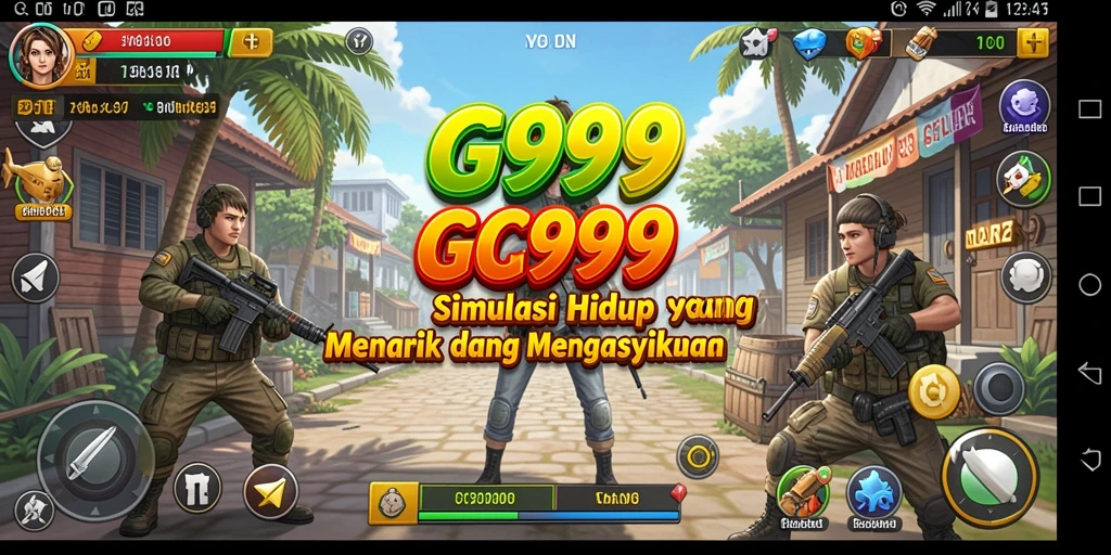 Screenshot menampilkan gameplay menarik dari GG999 dengan interaksi karakter sim.