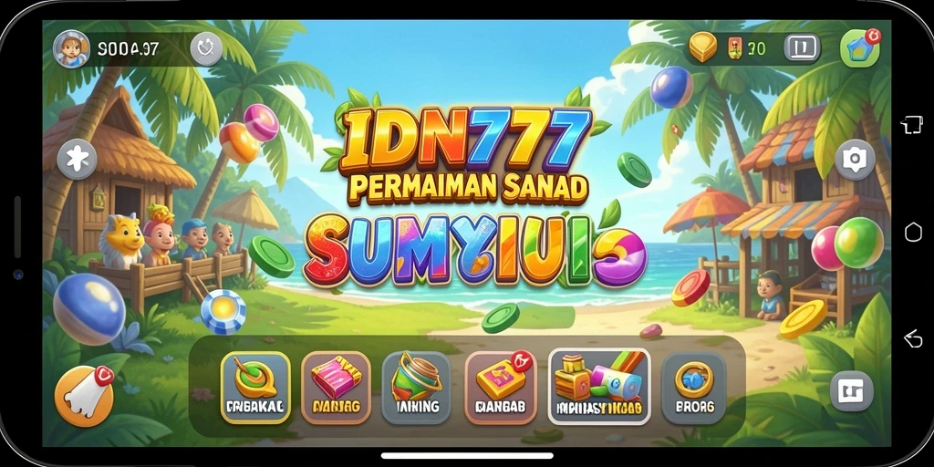 Screenshot gameplay IDN777 menampilkan suasana santai dan penuh warna.
