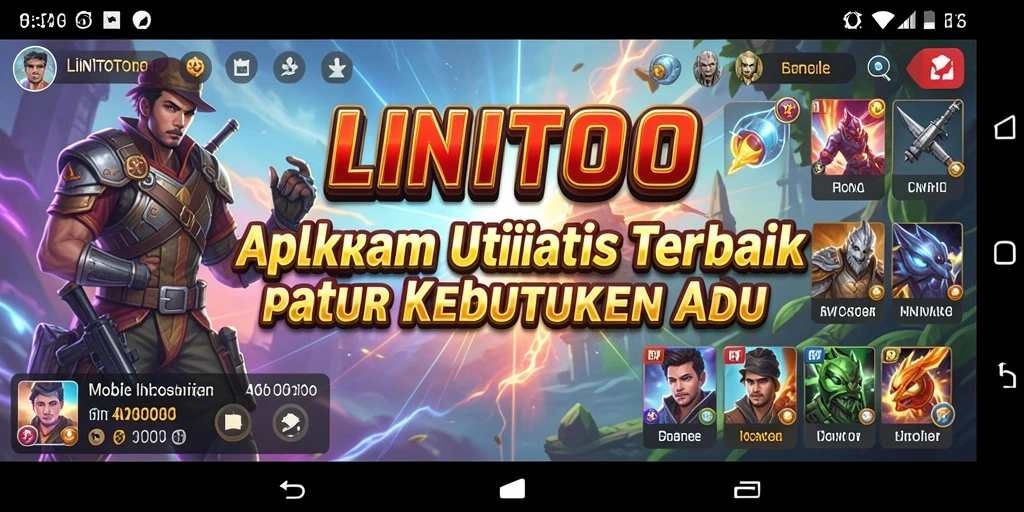 Tampilan utama LINITOTO dengan fitur-fitur utilitas yang lengkap dan mudah diakses.