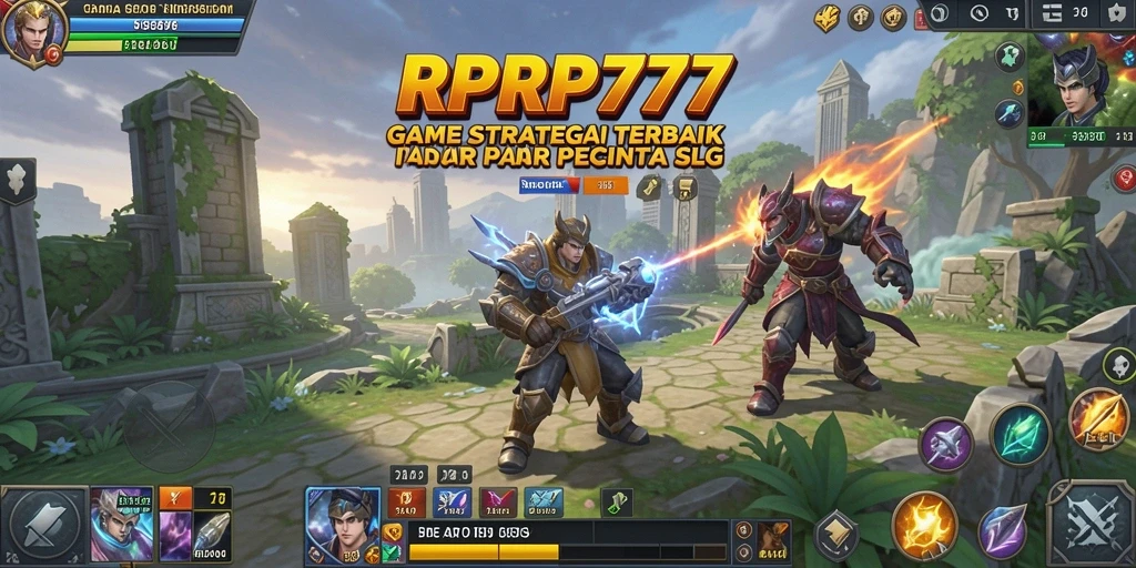 Screenshot gameplay RPRP777 menampilkan pertempuran strategis di peta yang luas.
