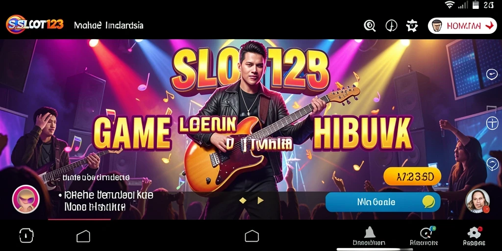 Screenshot utama SLOT123 menunjukkan pemain menikmati gameplay musik yang seru.