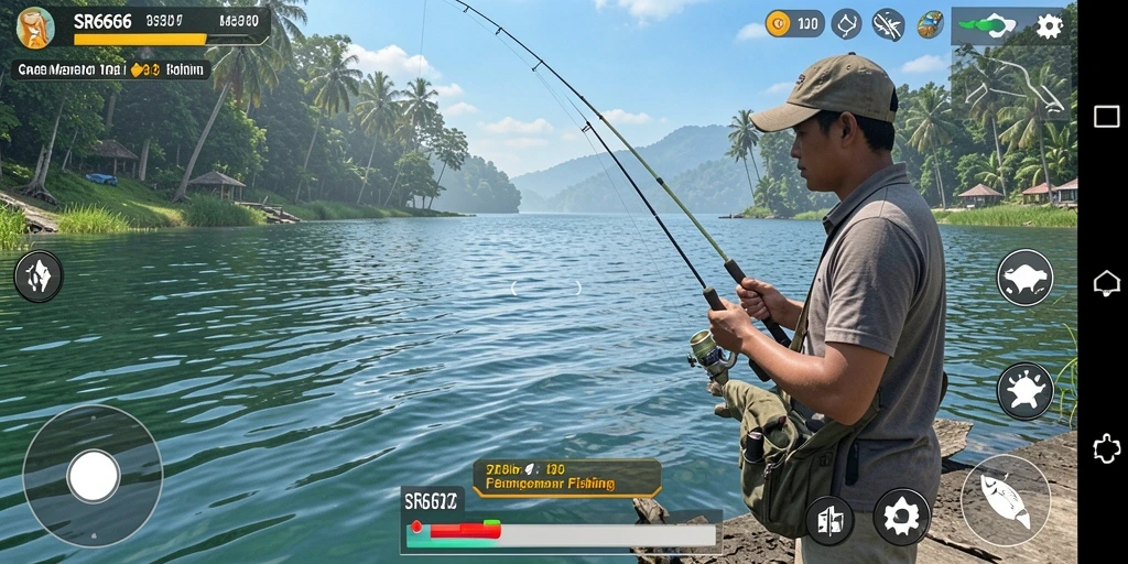 Gameplay SR6666 menunjukkan pengalaman memancing yang seru dan interaktif.