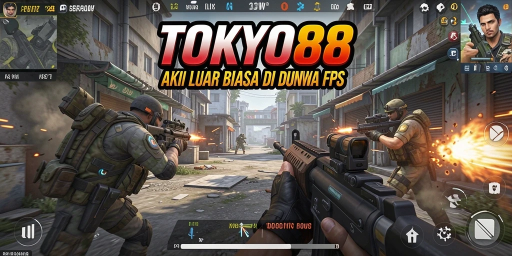 Screenshot TOKYO88 menampilkan aksi tembak-menembak yang mendebarkan dalam gameplay FPS.