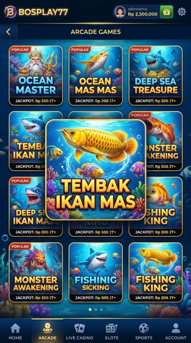 Tampilan antarmuka bosplay77 yang intuitif dan bersih.